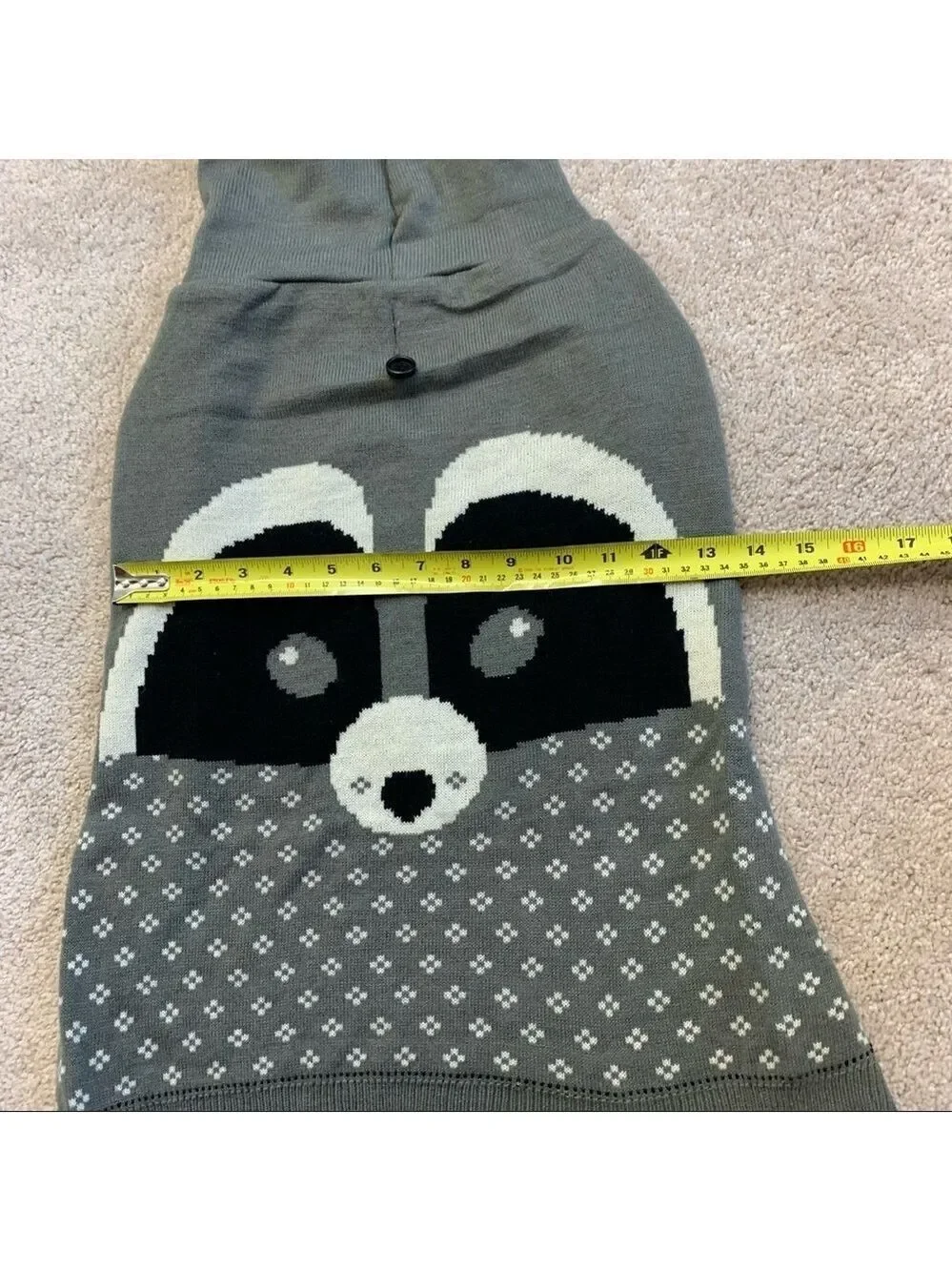 MARTHA Stewart Grey Raccoon Hooded Knit Sweater XL